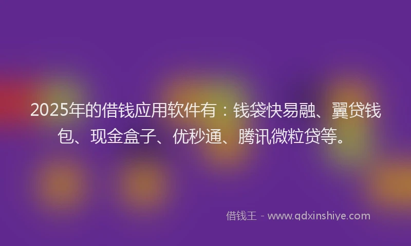 2025年的借钱应用软件有：钱袋快易融、翼贷钱包、现金盒子、优秒通、腾讯微粒贷等。