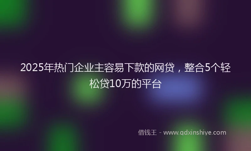 2025年热门企业主容易下款的网贷，整合5个轻松贷10万的平台