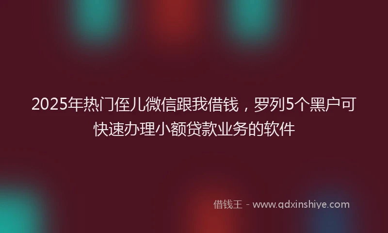 2025年热门侄儿微信跟我借钱，罗列5个黑户可快速办理小额贷款业务的软件