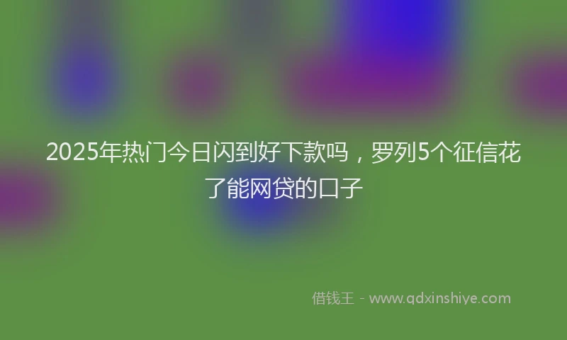 2025年热门今日闪到好下款吗，罗列5个征信花了能网贷的口子