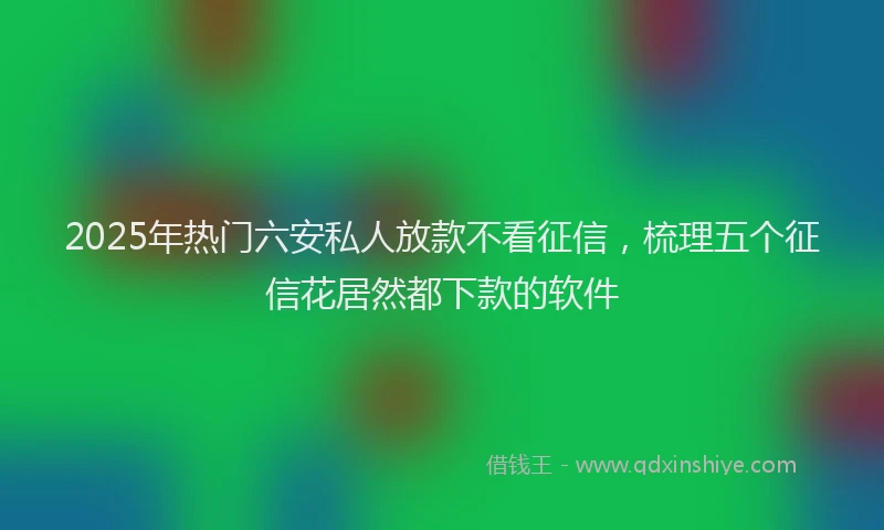 2025年热门六安私人放款不看征信，梳理五个征信花居然都下款的软件