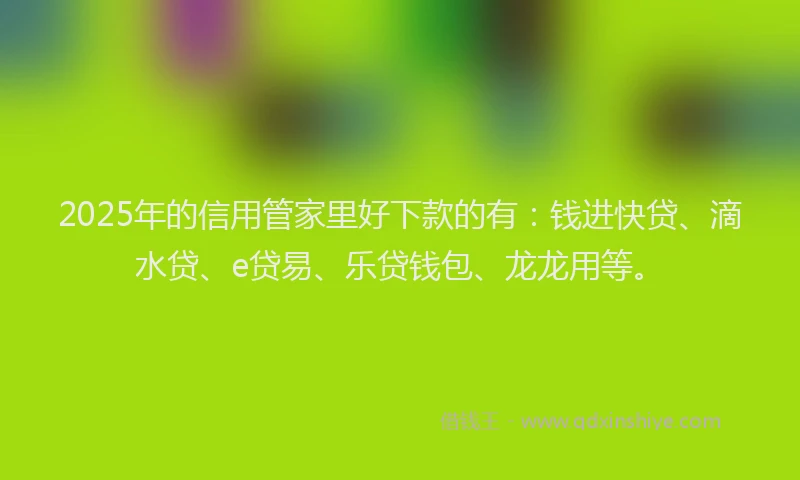 2025年的信用管家里好下款的有：钱进快贷、滴水贷、e贷易、乐贷钱包、龙龙用等。