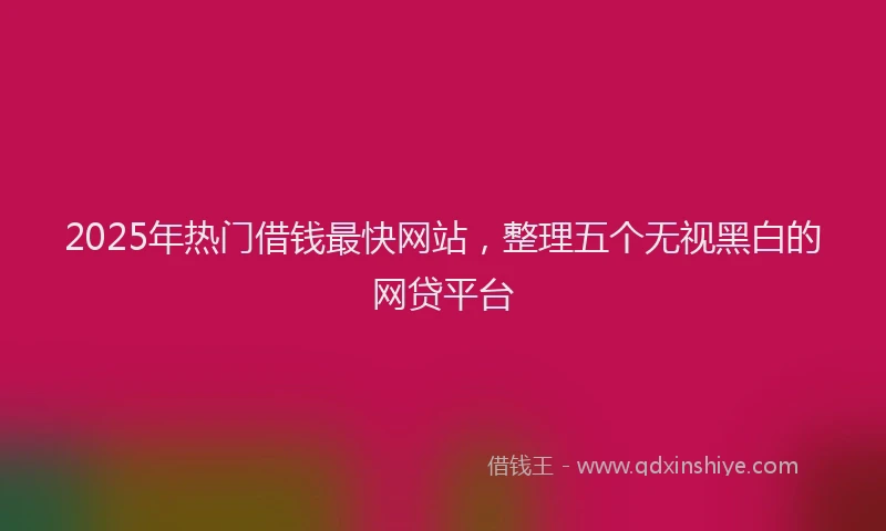 2025年热门借钱最快网站，整理五个无视黑白的网贷平台