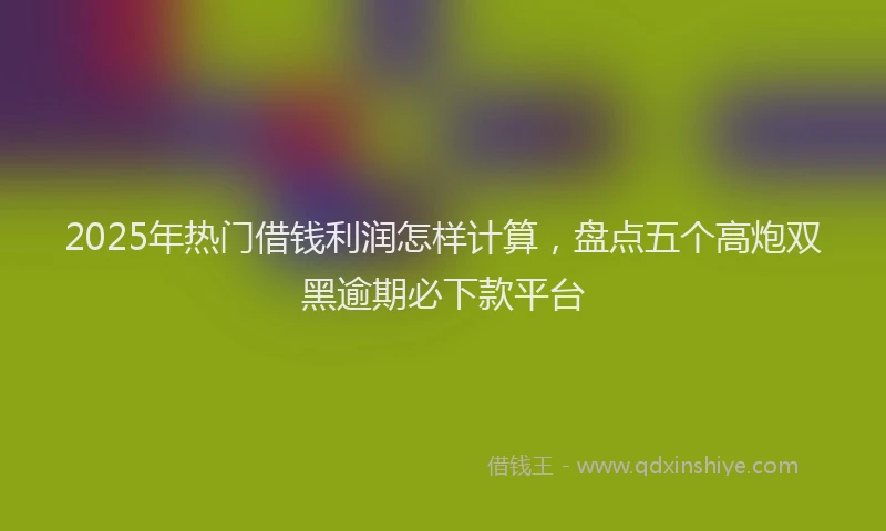 2025年热门借钱利润怎样计算，盘点五个高炮双黑逾期必下款平台
