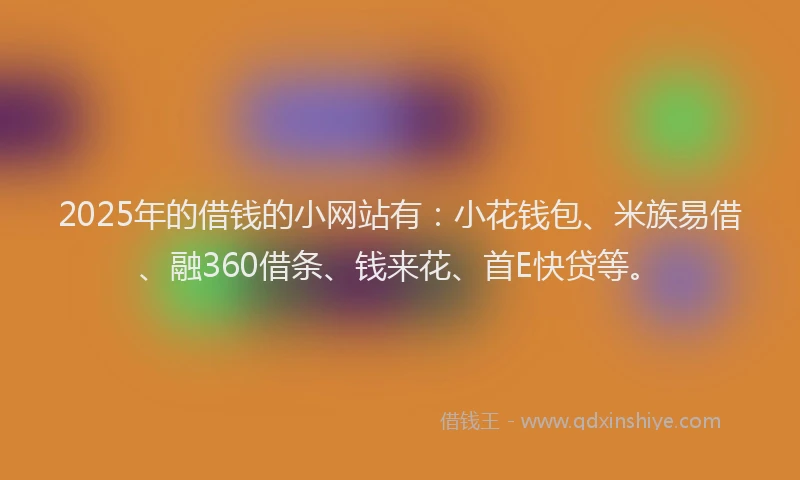 2025年的借钱的小网站有：小花钱包、米族易借、融360借条、钱来花、首E快贷等。
