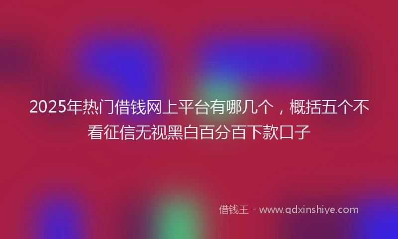 2025年热门借钱网上平台有哪几个，概括五个不看征信无视黑白百分百下款口子