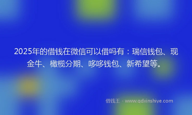 2025年的借钱在微信可以借吗有：瑞信钱包、现金牛、橄榄分期、哆哆钱包、新希望等。