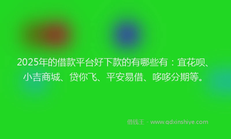 2025年的借款平台好下款的有哪些有：宜花呗、小吉商城、贷你飞、平安易借、哆哆分期等。