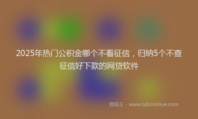 2025年热门公积金哪个不看征信，归纳5个不查征信好下款的网贷软件