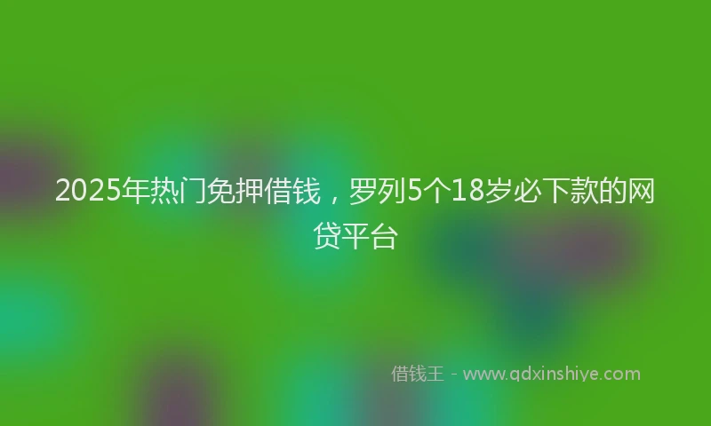 2025年热门免押借钱，罗列5个18岁必下款的网贷平台