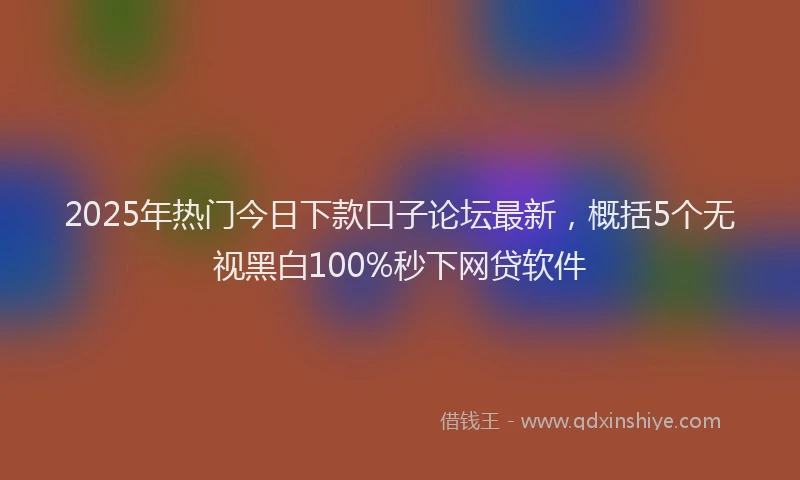 2025年热门今日下款口子论坛最新，概括5个无视黑白100%秒下网贷软件