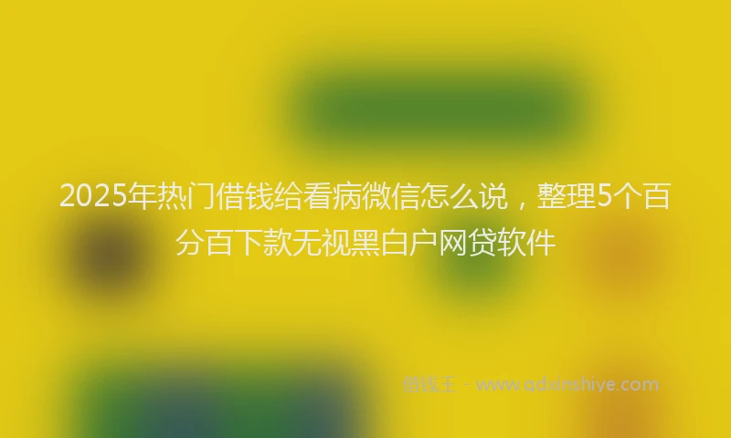 2025年热门借钱给看病微信怎么说，整理5个百分百下款无视黑白户网贷软件