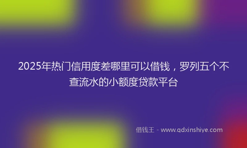 2025年热门信用度差哪里可以借钱，罗列五个不查流水的小额度贷款平台