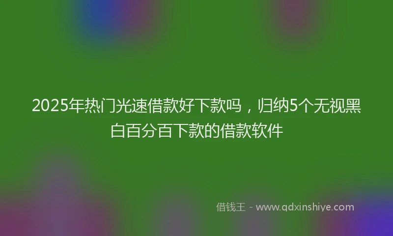 2025年热门光速借款好下款吗，归纳5个无视黑白百分百下款的借款软件