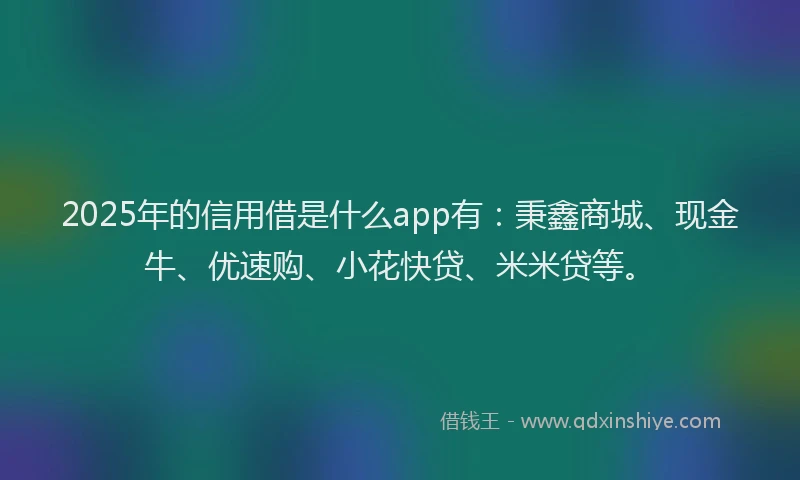 2025年的信用借是什么app有：秉鑫商城、现金牛、优速购、小花快贷、米米贷等。