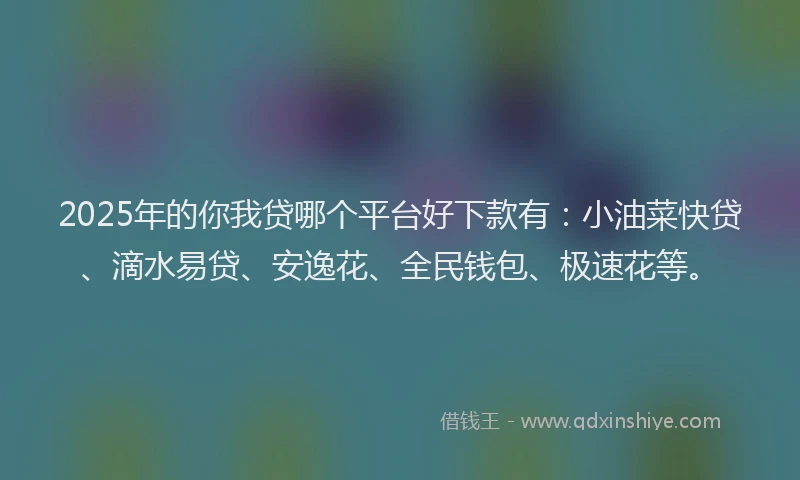 2025年的你我贷哪个平台好下款有：小油菜快贷、滴水易贷、安逸花、全民钱包、极速花等。