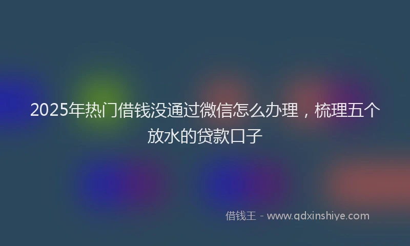 2025年热门借钱没通过微信怎么办理，梳理五个放水的贷款口子