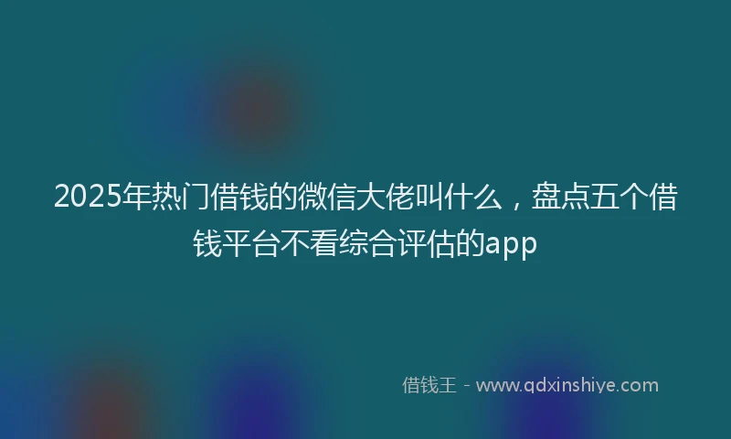 2025年热门借钱的微信大佬叫什么，盘点五个借钱平台不看综合评估的app