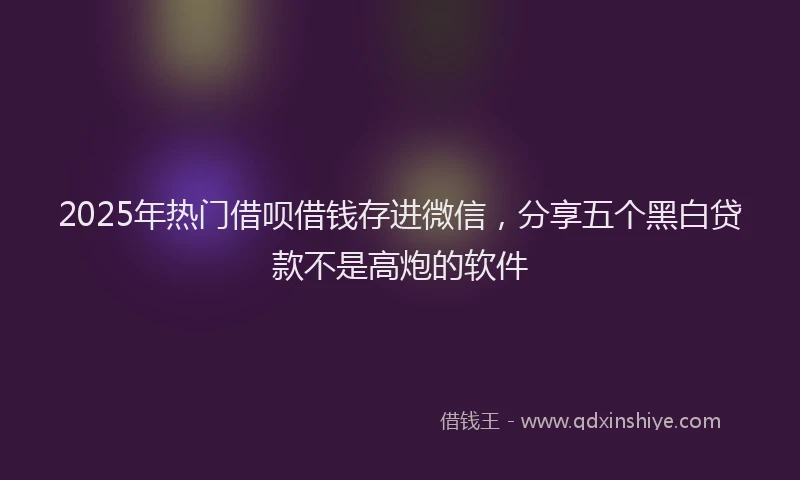 2025年热门借呗借钱存进微信，分享五个黑白贷款不是高炮的软件