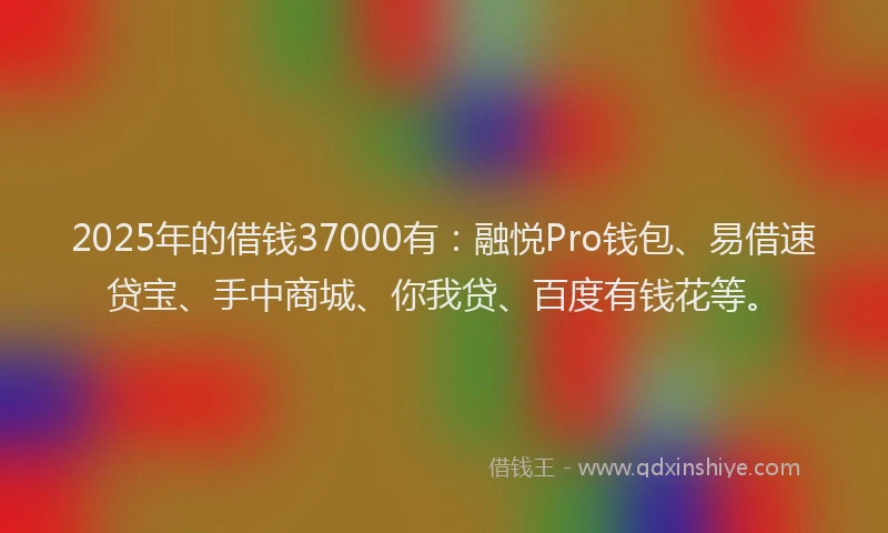 2025年的借钱37000有：融悦Pro钱包、易借速贷宝、手中商城、你我贷、百度有钱花等。