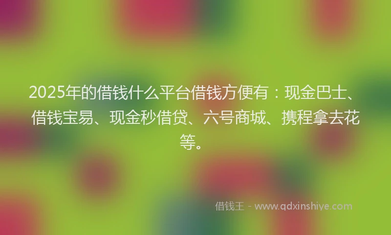 2025年的借钱什么平台借钱方便有：现金巴士、借钱宝易、现金秒借贷、六号商城、携程拿去花等。