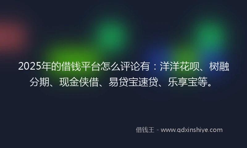 2025年的借钱平台怎么评论有：洋洋花呗、树融分期、现金侠借、易贷宝速贷、乐享宝等。