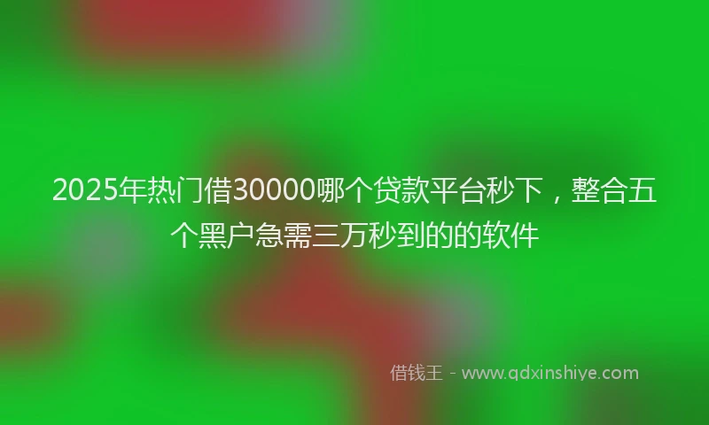2025年热门借30000哪个贷款平台秒下，整合五个黑户急需三万秒到的的软件