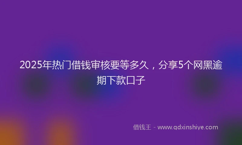 2025年热门借钱审核要等多久，分享5个网黑逾期下款口子