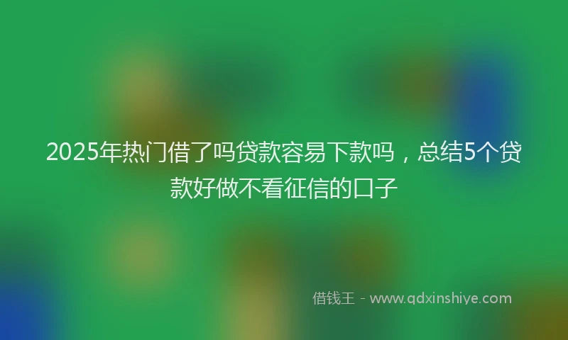 2025年热门借了吗贷款容易下款吗，总结5个贷款好做不看征信的口子