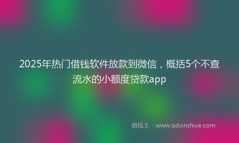 2025年热门借钱软件放款到微信，概括5个不查流水的小额度贷款app