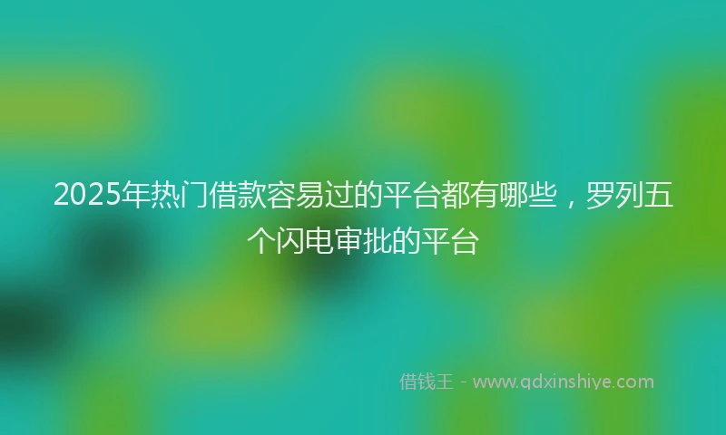 2025年热门借款容易过的平台都有哪些，罗列五个闪电审批的平台