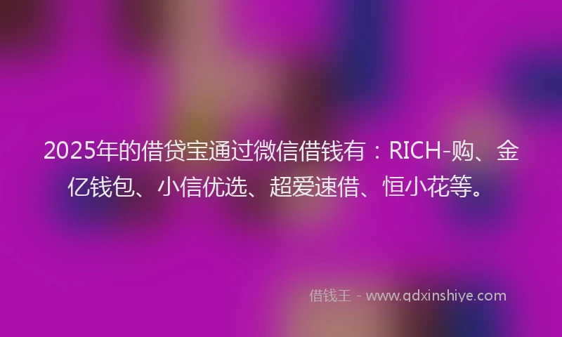 2025年的借贷宝通过微信借钱有：RICH-购、金亿钱包、小信优选、超爱速借、恒小花等。