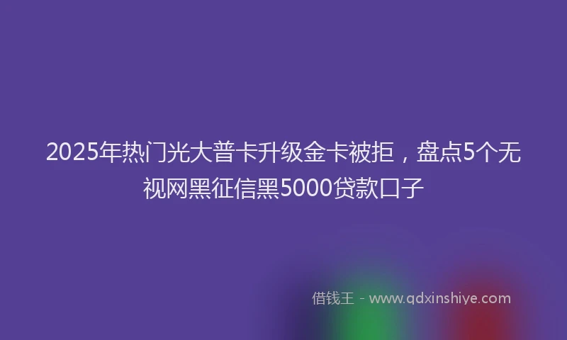 2025年热门光大普卡升级金卡被拒，盘点5个无视网黑征信黑5000贷款口子