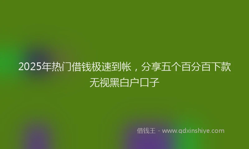 2025年热门借钱极速到帐，分享五个百分百下款无视黑白户口子