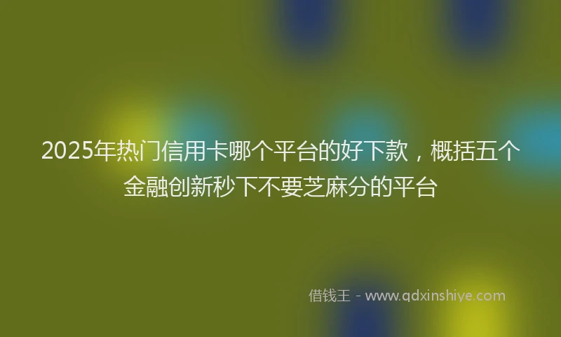 2025年热门信用卡哪个平台的好下款，概括五个金融创新秒下不要芝麻分的平台