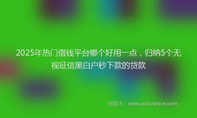2025年热门借钱平台哪个好用一点，归纳5个无视征信黑白户秒下款的贷款