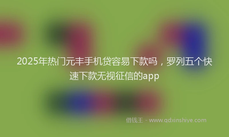 2025年热门元丰手机贷容易下款吗，罗列五个快速下款无视征信的app