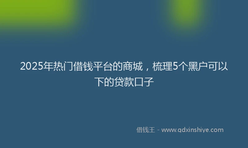 2025年热门借钱平台的商城，梳理5个黑户可以下的贷款口子