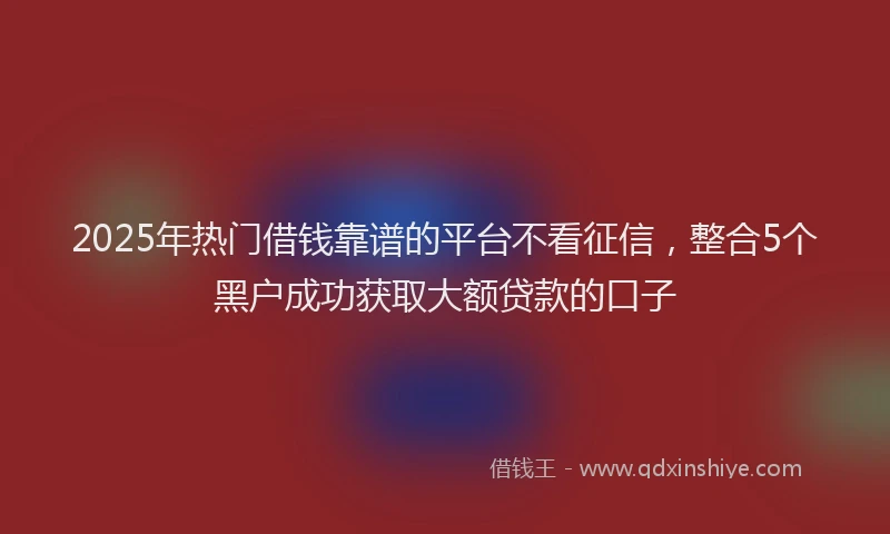 2025年热门借钱靠谱的平台不看征信，整合5个黑户成功获取大额贷款的口子