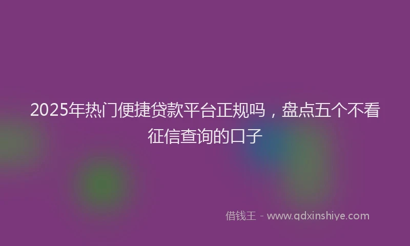 2025年热门便捷贷款平台正规吗，盘点五个不看征信查询的口子