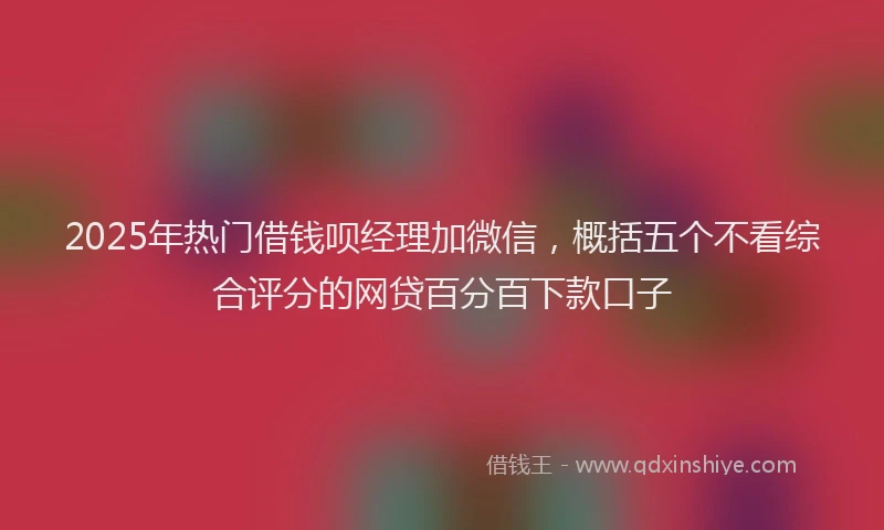 2025年热门借钱呗经理加微信，概括五个不看综合评分的网贷百分百下款口子