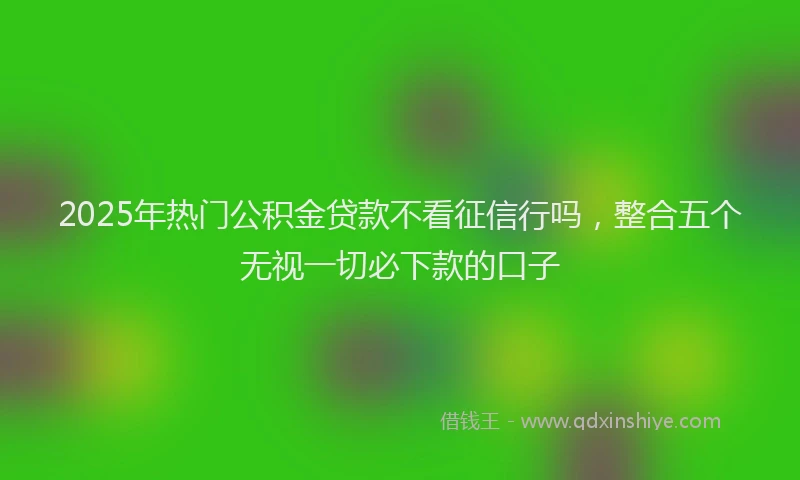 2025年热门公积金贷款不看征信行吗，整合五个无视一切必下款的口子