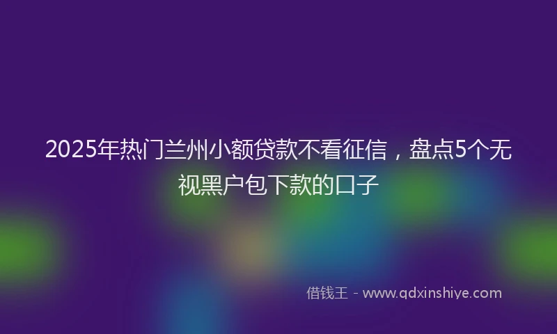 2025年热门兰州小额贷款不看征信，盘点5个无视黑户包下款的口子