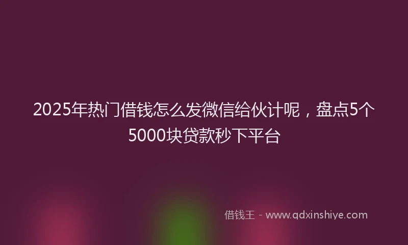2025年热门借钱怎么发微信给伙计呢，盘点5个5000块贷款秒下平台