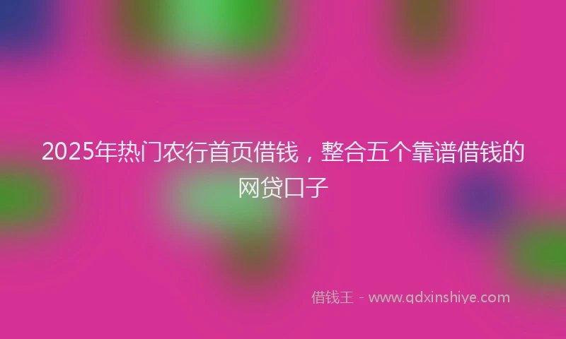 2025年热门农行首页借钱，整合五个靠谱借钱的网贷口子