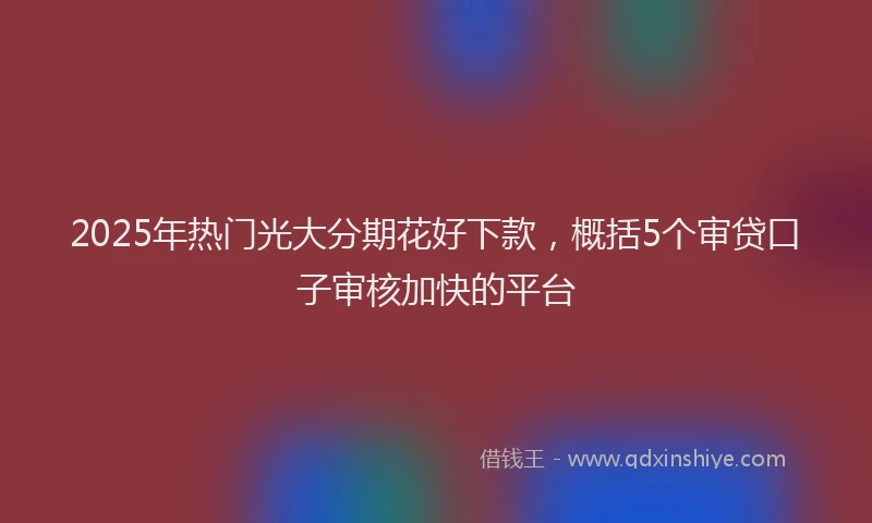 2025年热门光大分期花好下款，概括5个审贷口子审核加快的平台