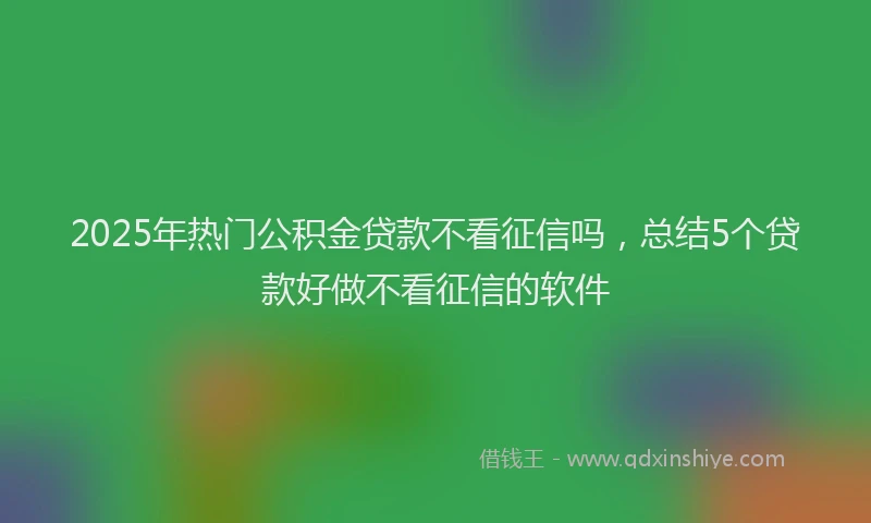 2025年热门公积金贷款不看征信吗，总结5个贷款好做不看征信的软件