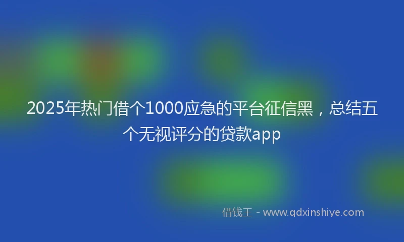 2025年热门借个1000应急的平台征信黑，总结五个无视评分的贷款app