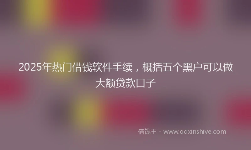2025年热门借钱软件手续，概括五个黑户可以做大额贷款口子