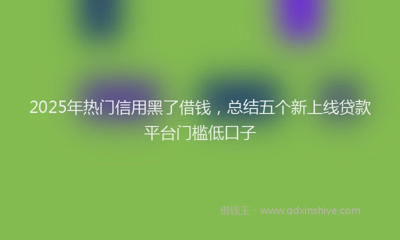2025年热门信用黑了借钱，总结五个新上线贷款平台门槛低口子